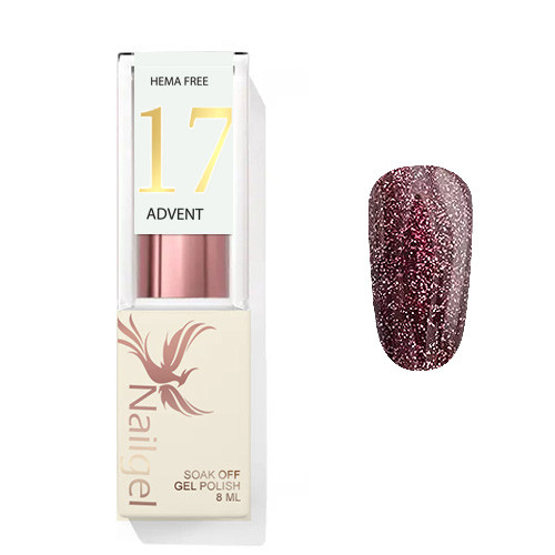 Advent 17 - Gel lak 8 ml - Třpytivá bordó -