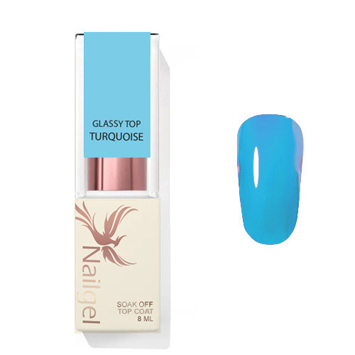 Glassy Top Coat- TURQUOISE -Lesk gel 8ml