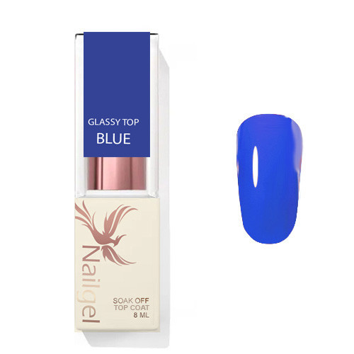 Glassy Top Coat- BLUE -Lesk gel 8ml