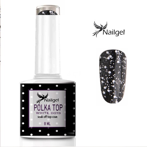 Polka Top Coat - White dots -Lesk gel 8ml